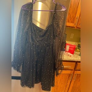 Black Sheer Starry Dress